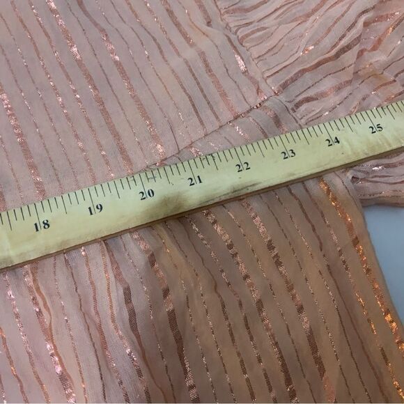 Ulla Johnson Womens Metallic Stripe Short Sleeve Ruffle Top Blouse Peach Size 2 - Picture 8 of 8